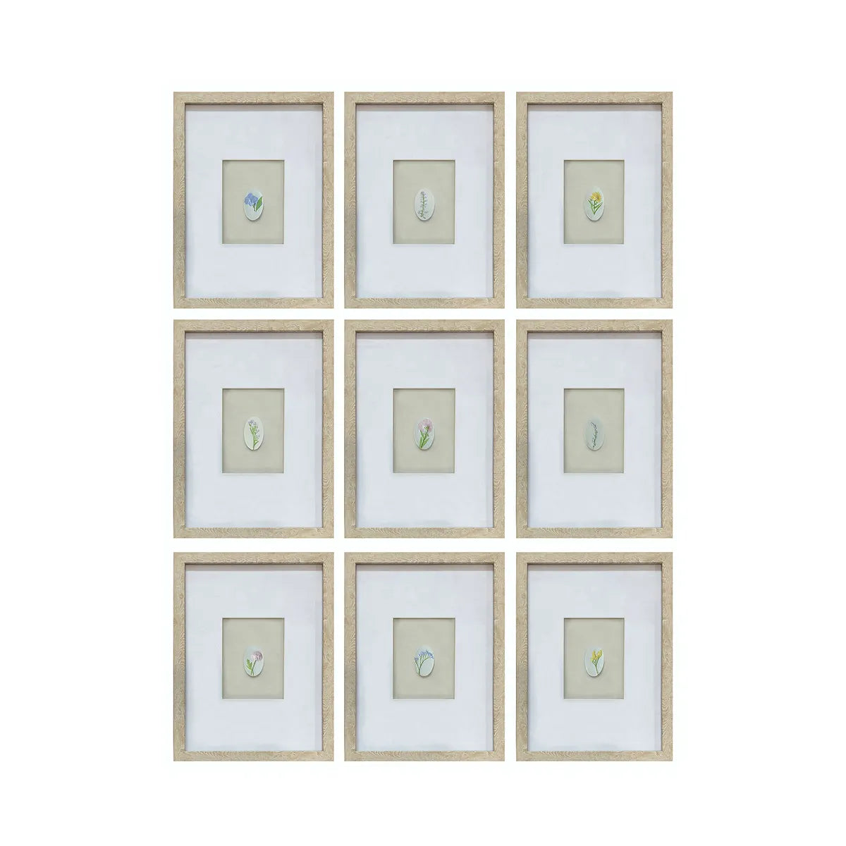 Floral Antaglio Art S/9 16"Hx12"W