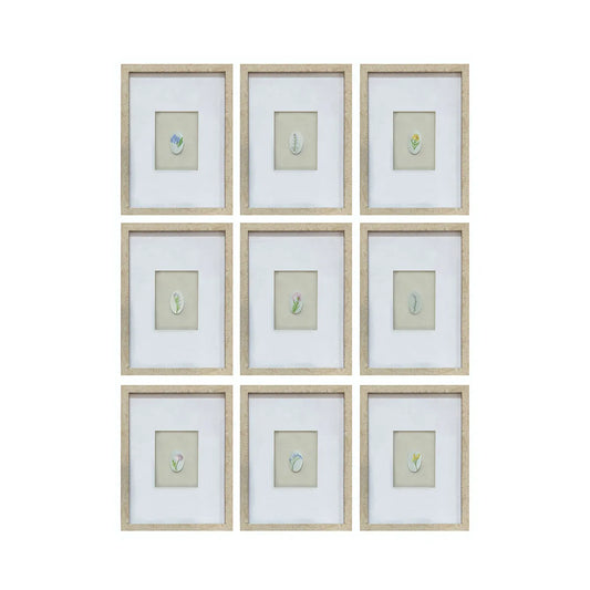 Floral Antaglio Art S/9 16"Hx12"W