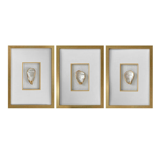 Gold Framed Oysters S/3 16"h x 12"w