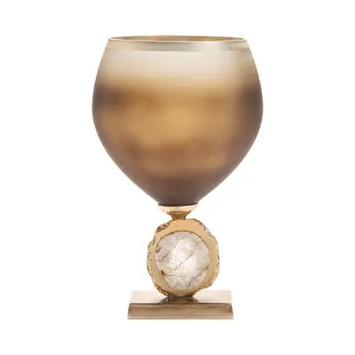 Taupe Vase w/ Agate Stone