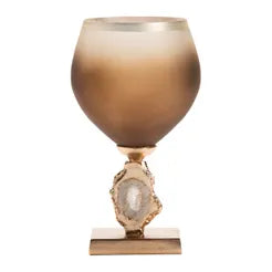 Taupe Vase w/ Agate Stone