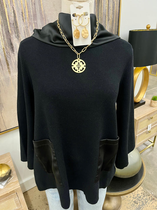 Black Satin Neck Sweater