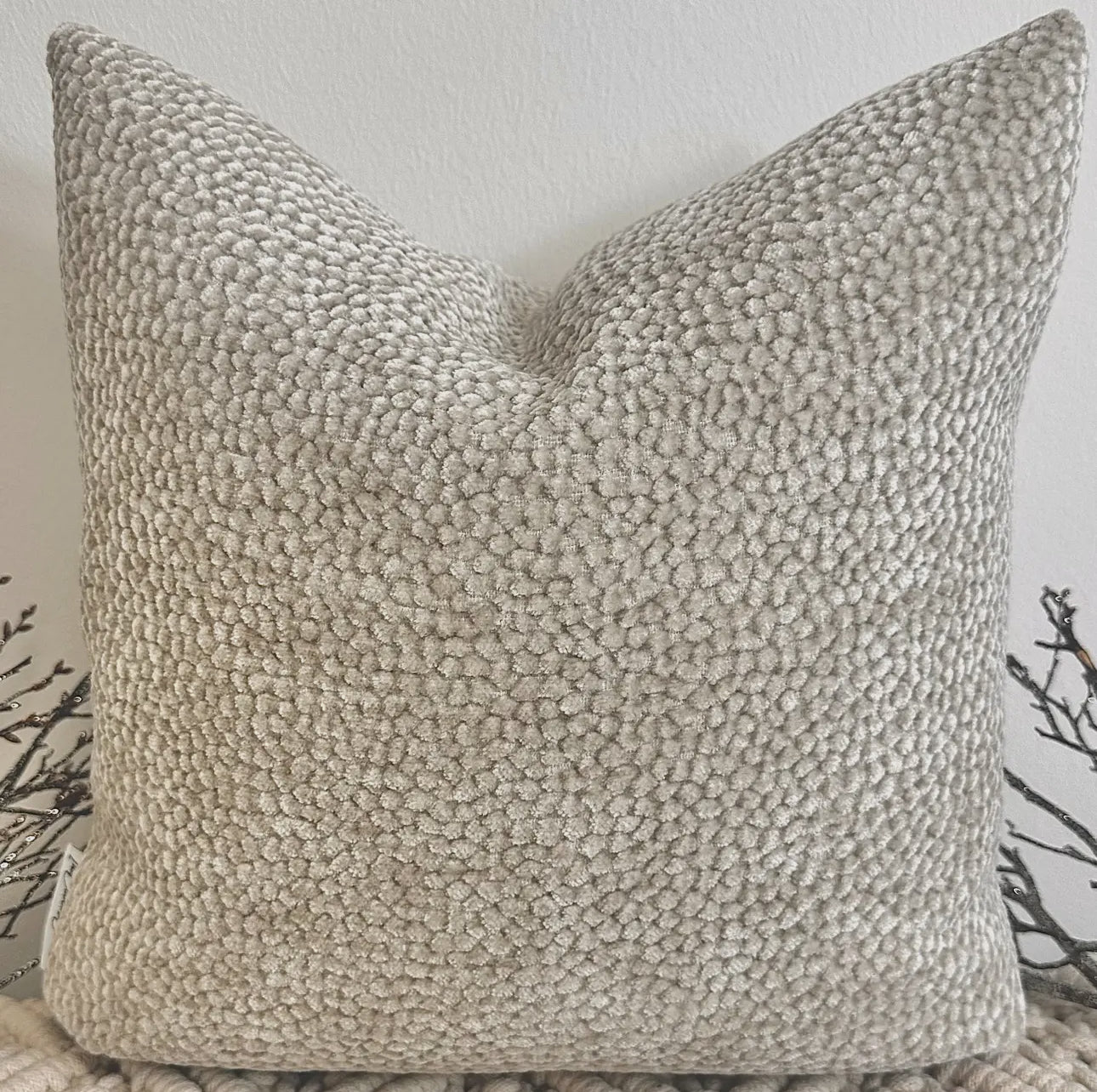 Soft Beige Patterned Pillow 26”