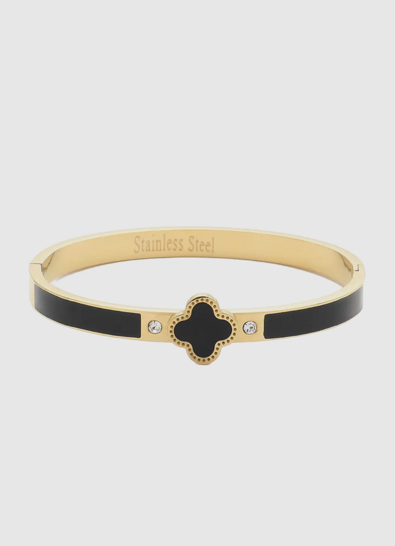 Enamel Clover Bracelet/Black