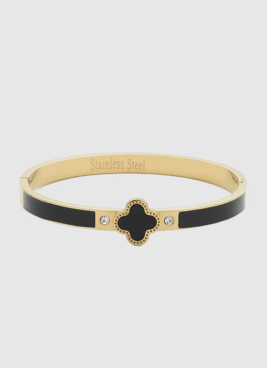 Enamel Clover Bracelet/Black