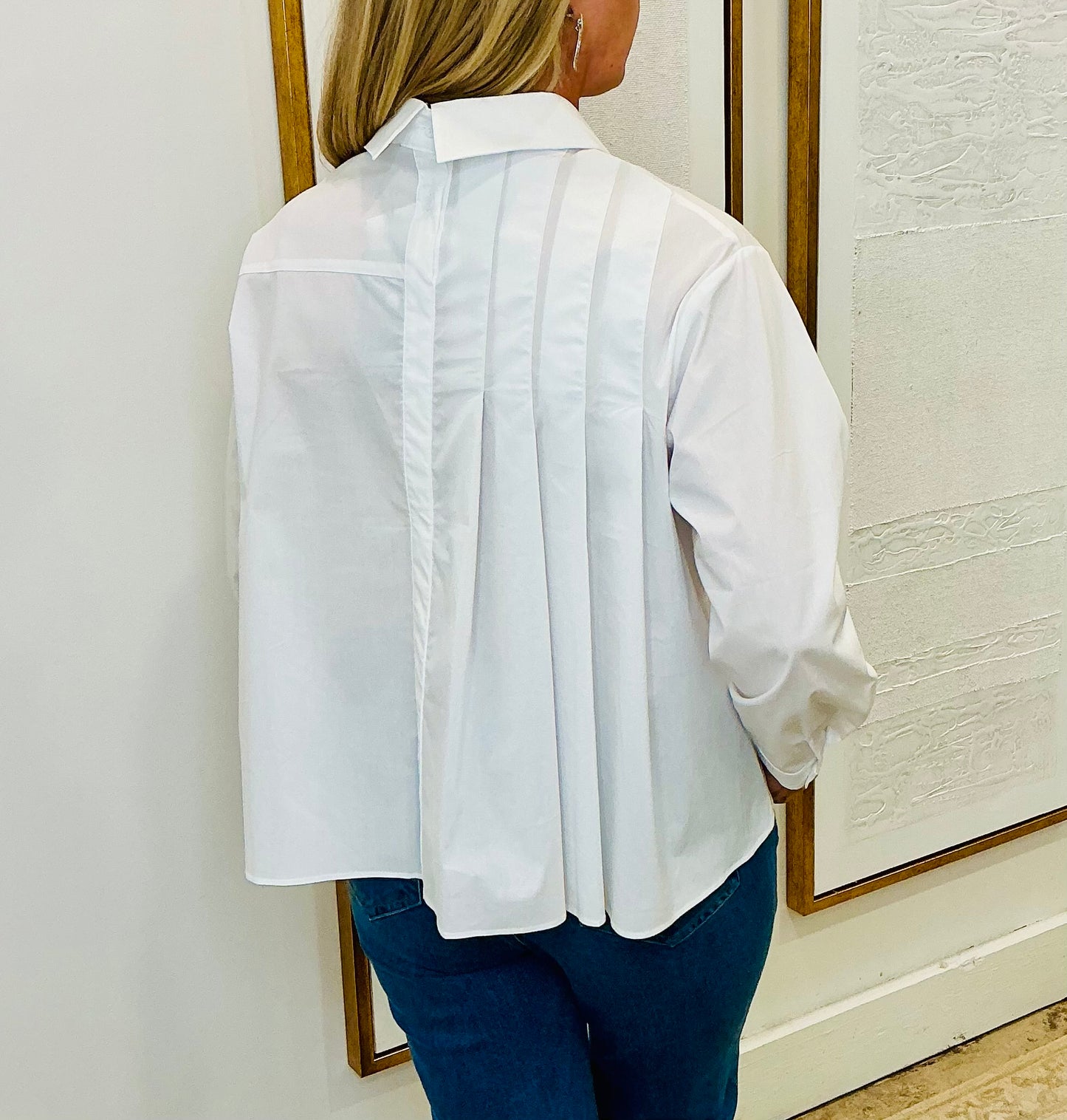 Pleated White Long Sleeve