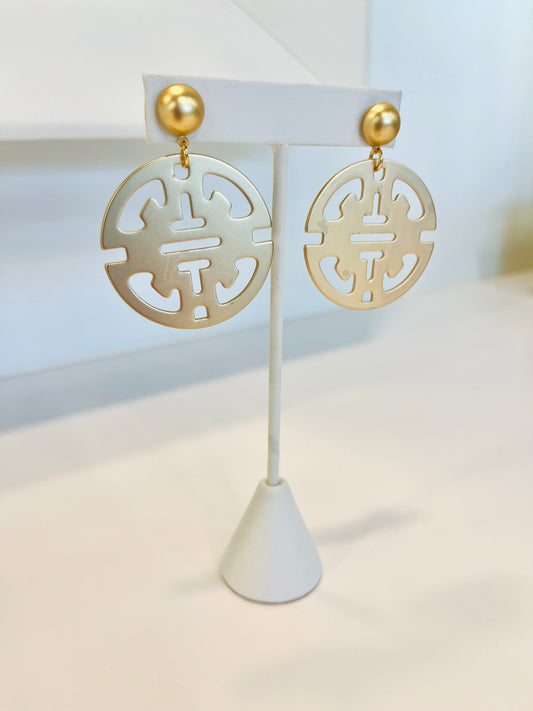 Matte Gold Charm Drop Earrings