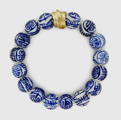 Stretch Bracelet/Chinoiserie Blue