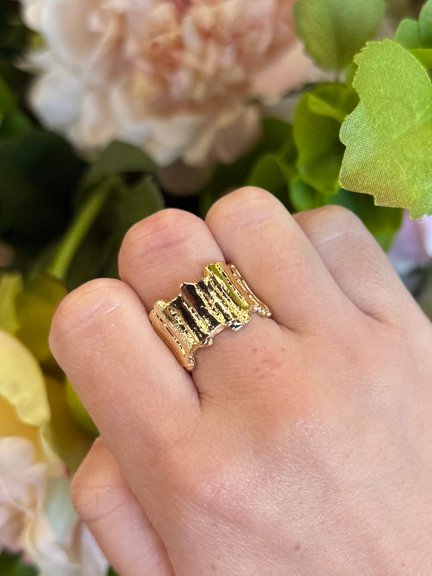 Gold Plated Adjustable Abstract Ring