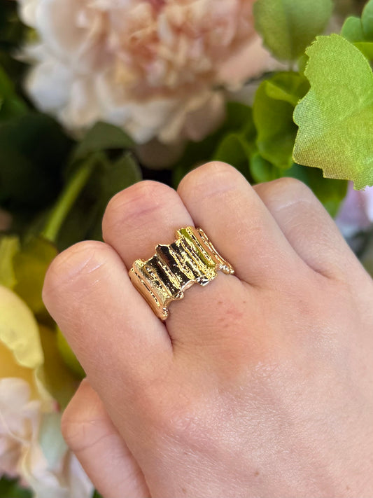 Gold Plated Adjustable Abstract Ring