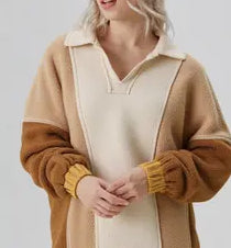 Plus Color Block Top/Taupe