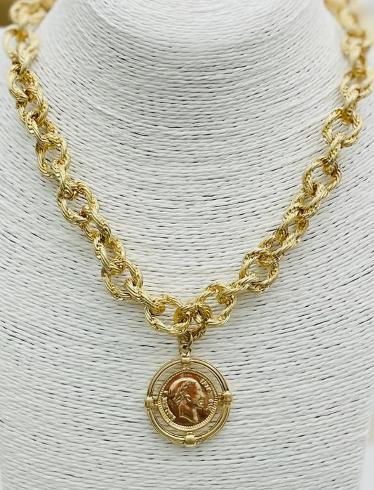 Link Chain Coin Necklace