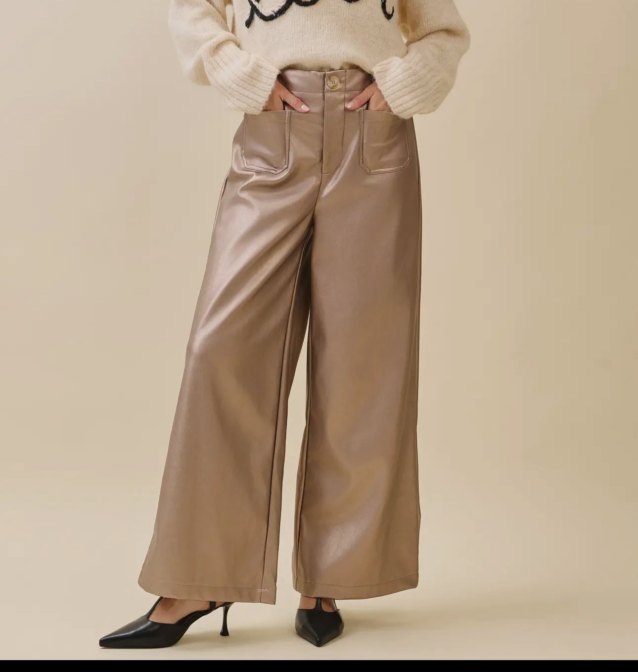Metallic Faux Leather Pants