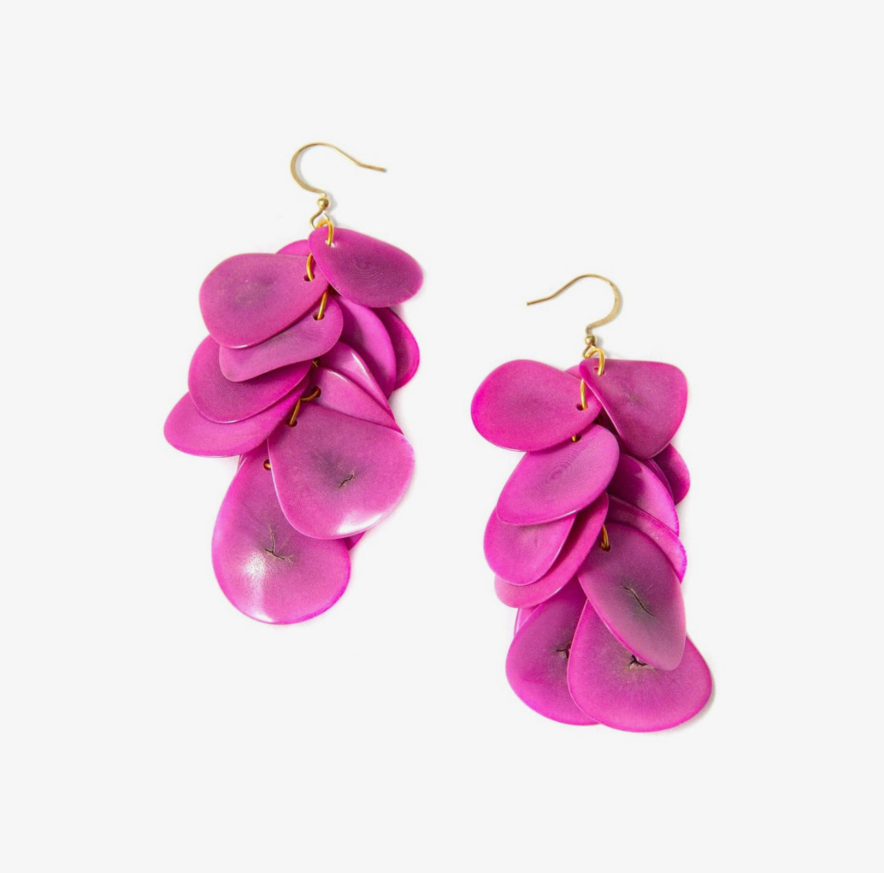 Drop Petal Fuchsia Tagua Earrings