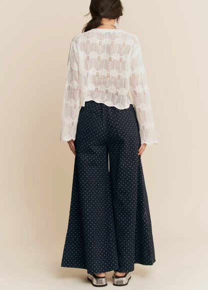 Plus Navy Dot Wide Leg Pants