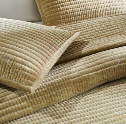Wheat Velvet Coverlet & Euro Set-King + 3 Euros