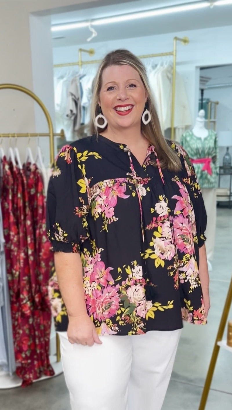 Plus Size Floral Print Blouse