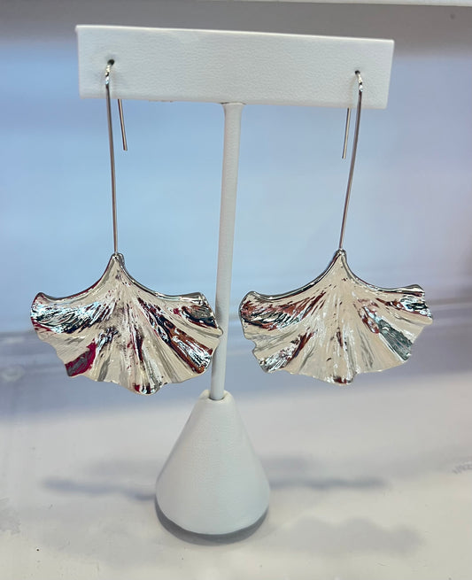 Silver Ginko Earrings