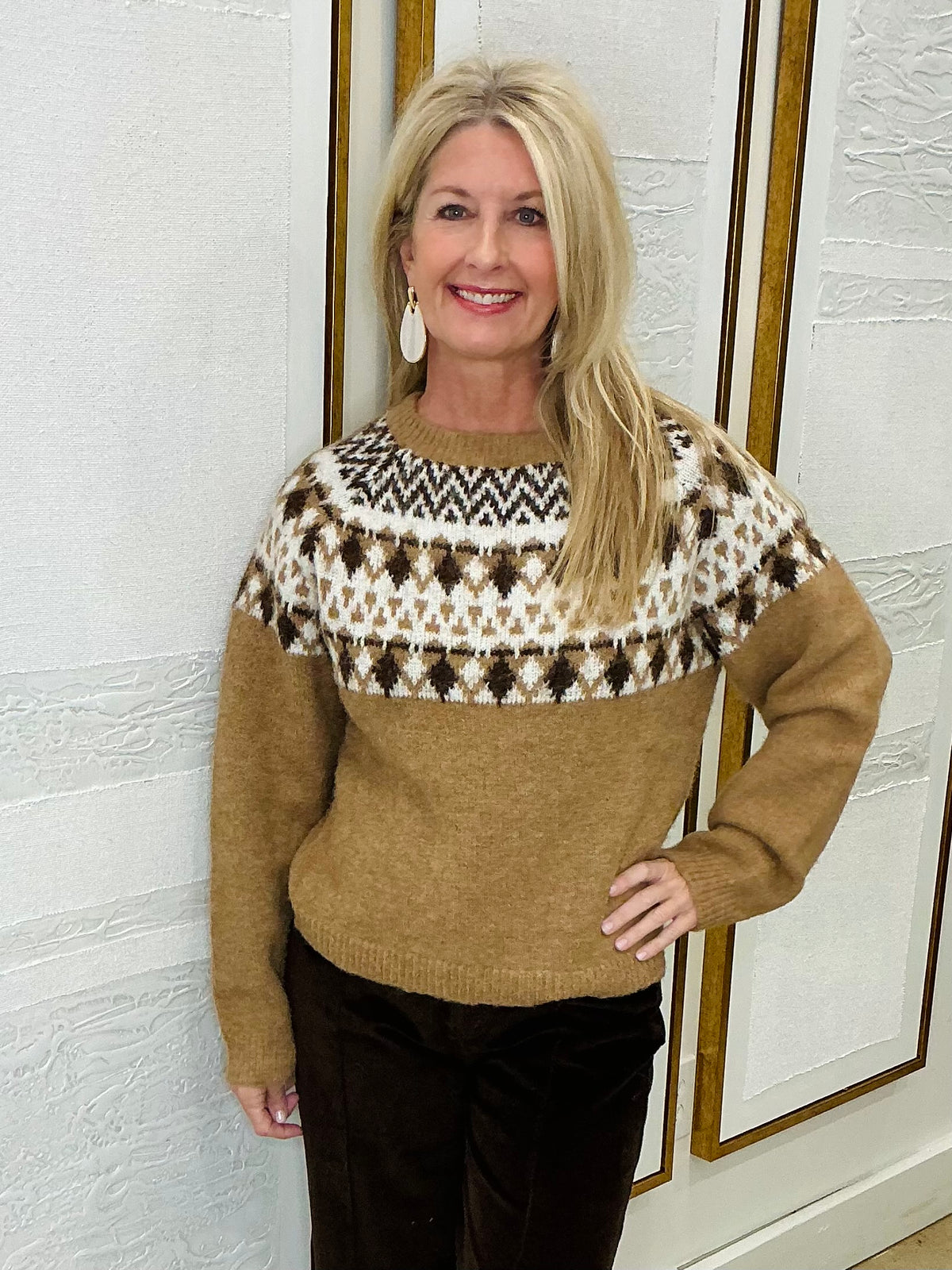 Camel Geometric Sweater