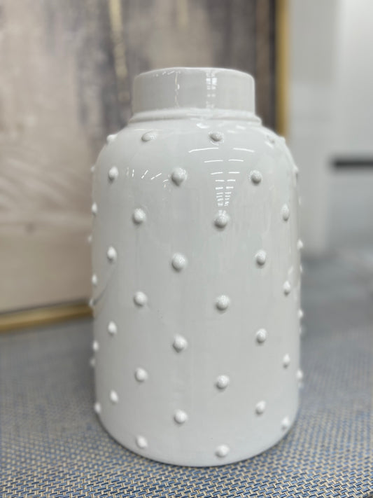 White Hobnail Vase 10"
