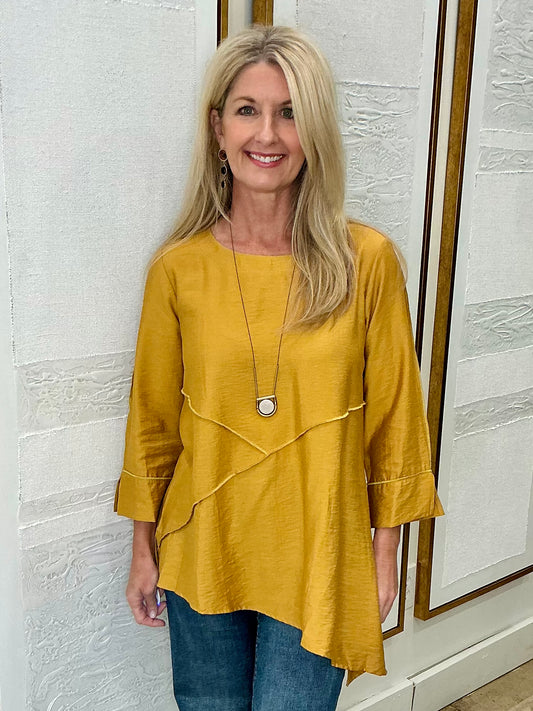 Mustard Balloon Sleeve Top
