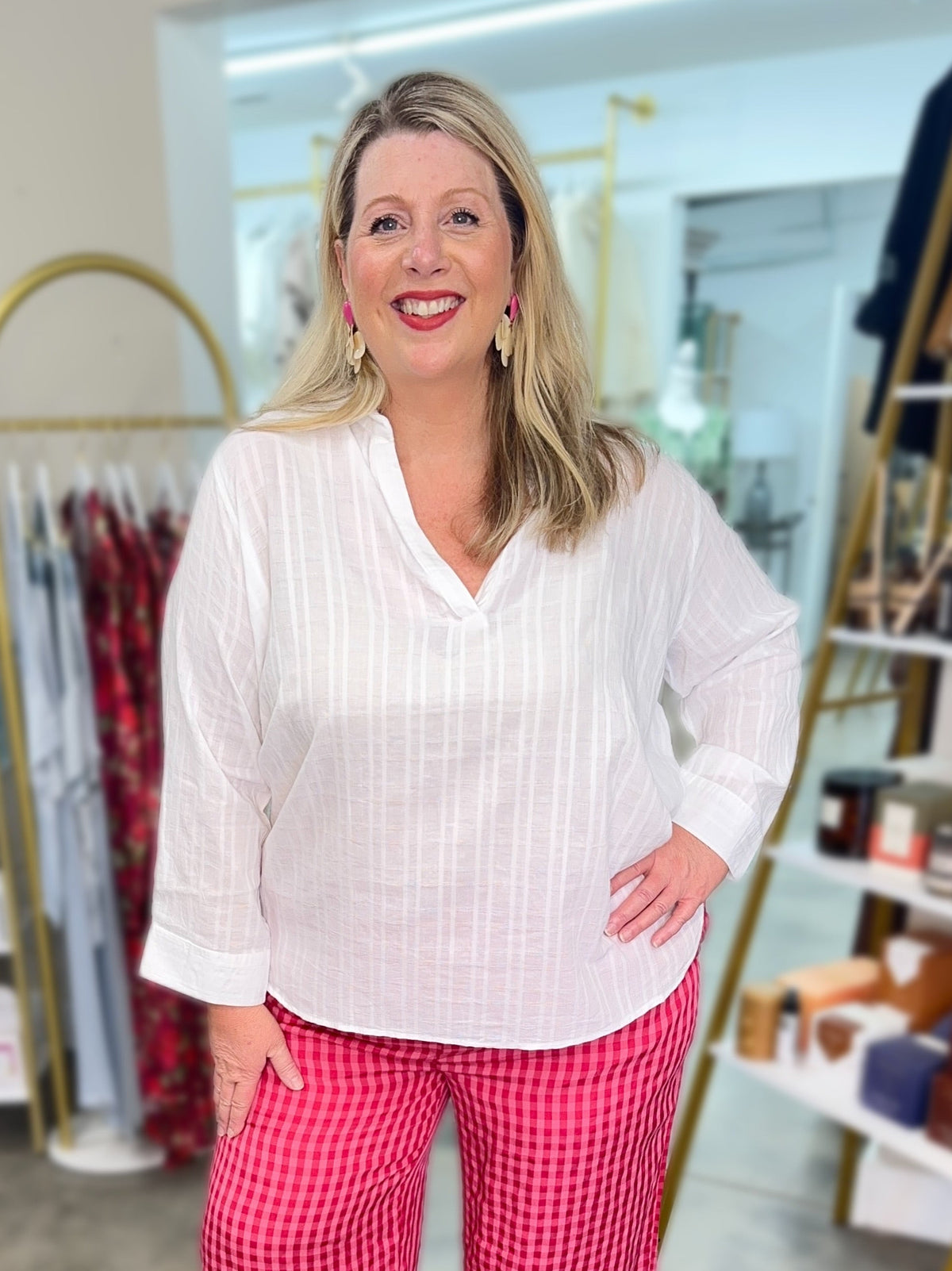Plus Gingham Drawstring Pant