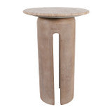 24" Wood & Travertine Accent Table