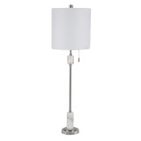 Silver Pull Chain Lamp w/Marble Accents 37"