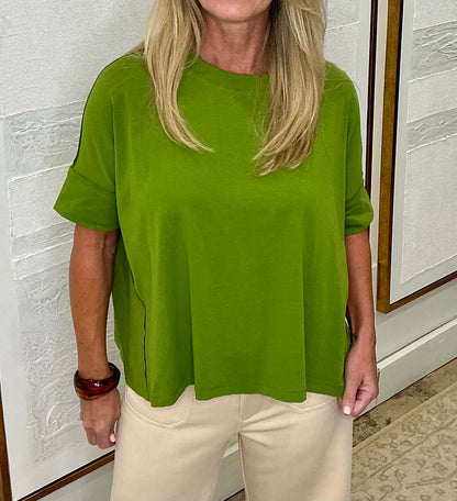 Green Round Neck Oversized Top