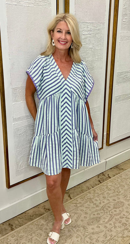 Mint Blue V-Neck Dress