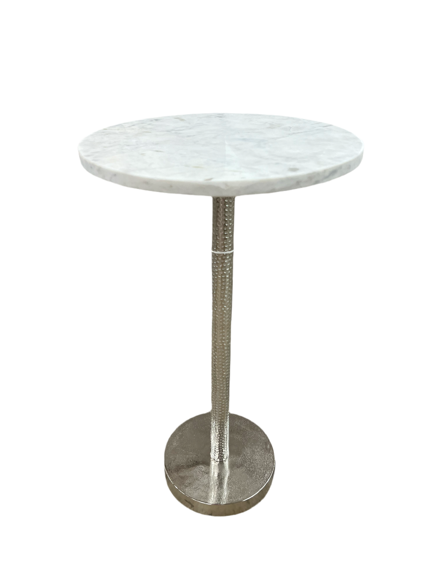 Silver Accent Table w/Marble Top 24"h