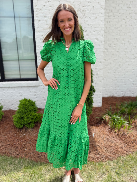 Green Eyelet Dress