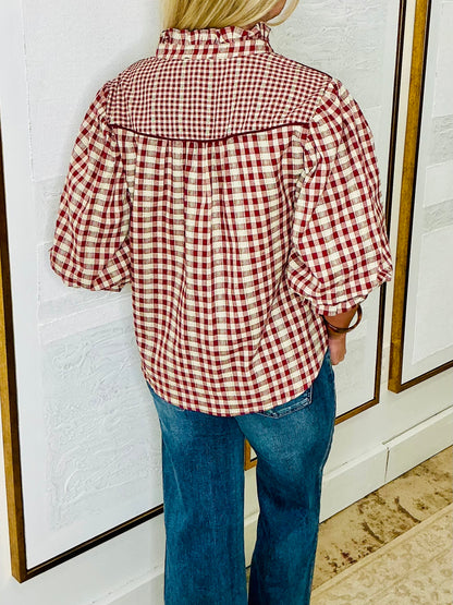 Check Print Shirt Wine