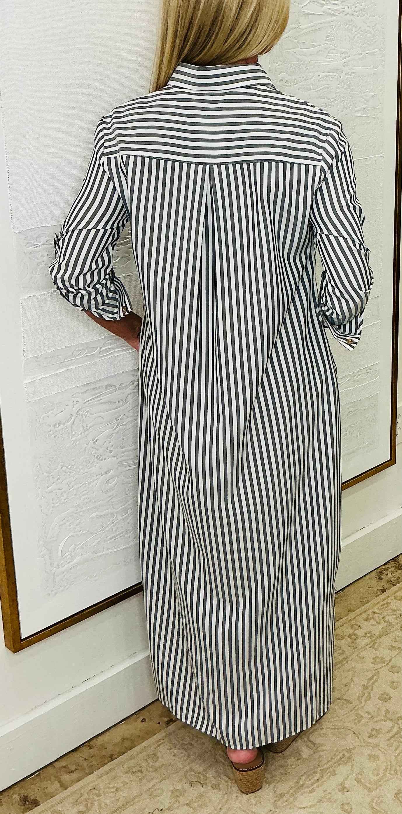 Stripped Button Down Maxi Dress