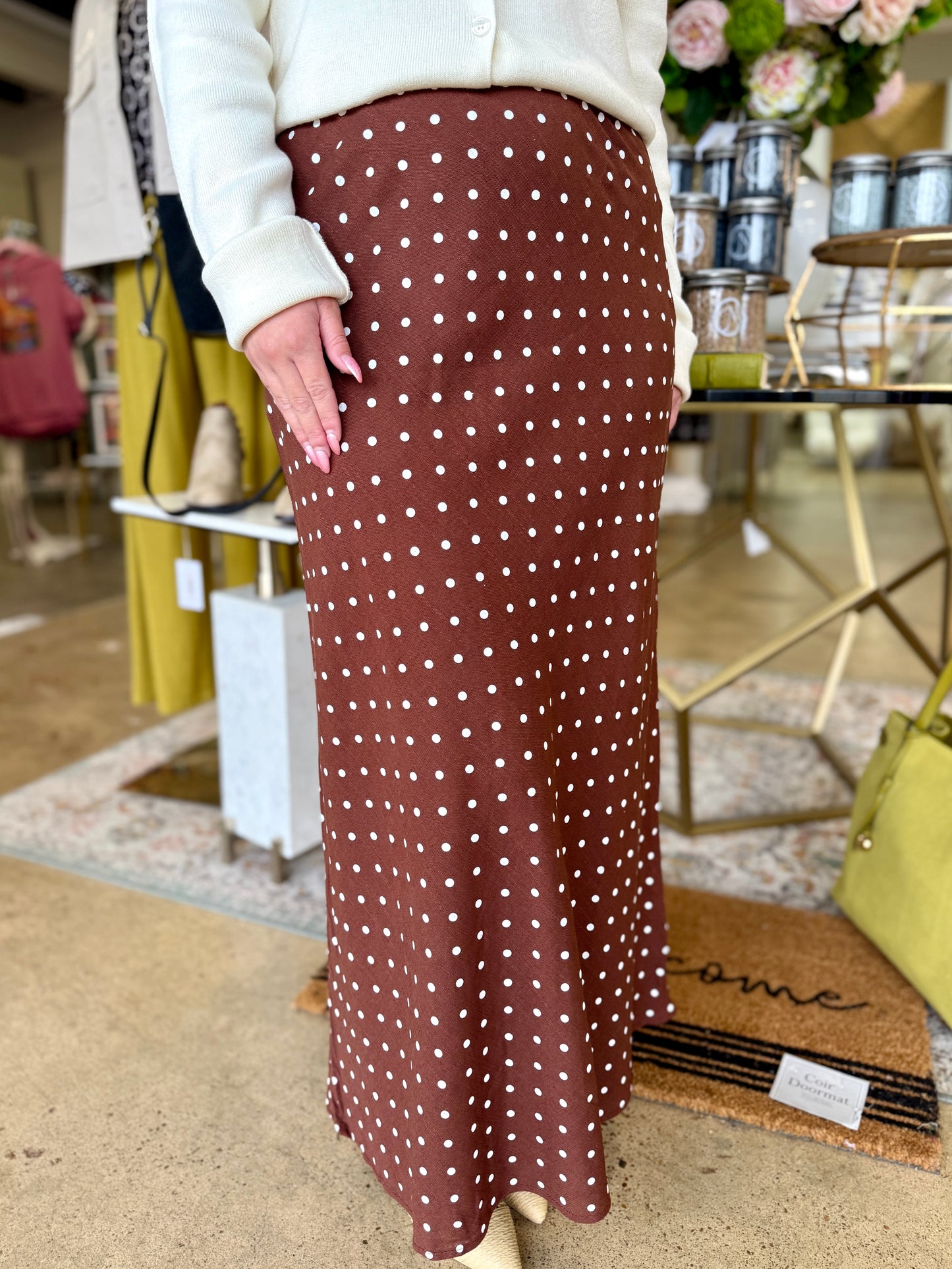 Chestnut Polka Dot Skirt