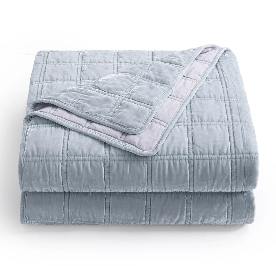 Faux Silk Velvet Box Stitch Bedding Set