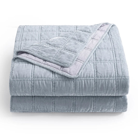 Faux Silk Velvet Box Stitch Bedding Set