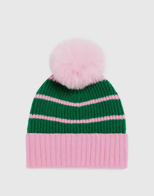 Green & Pink Beanie