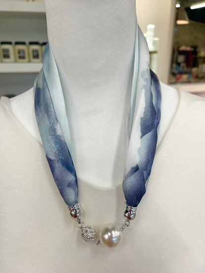 Blue & White Scarf Necklace