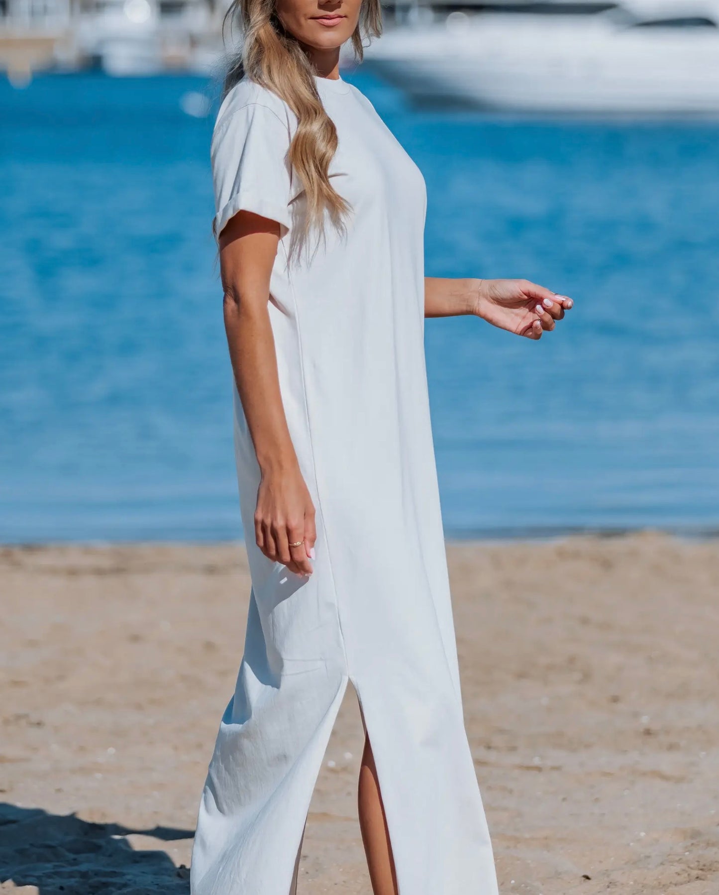 Maxi Tee Dress Ecru