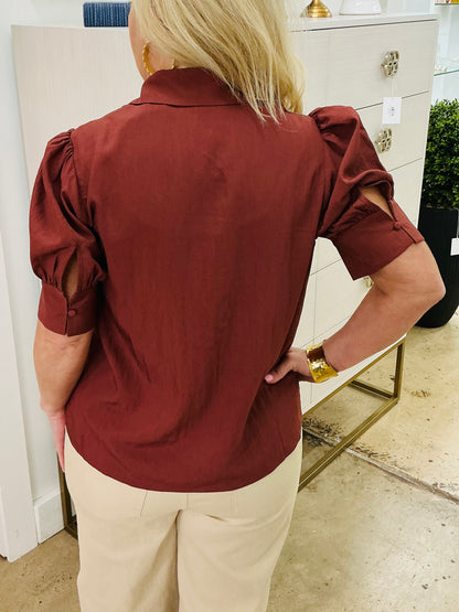 Ruched Button Up Top