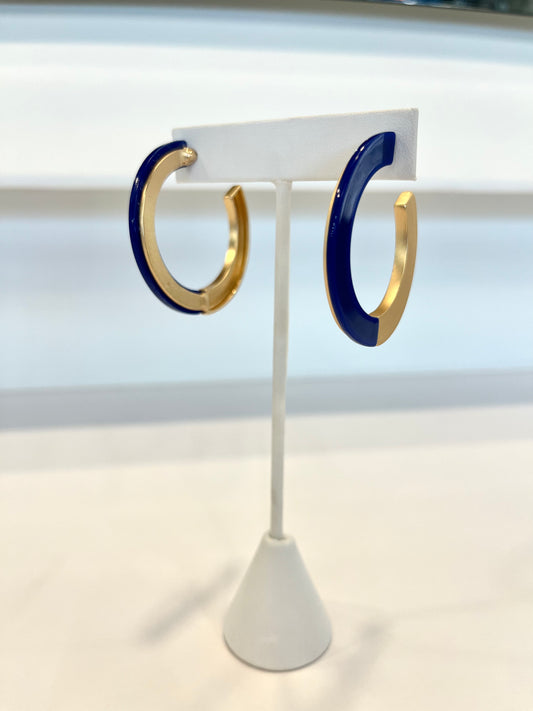 Blue & Gold Hoop Earrings