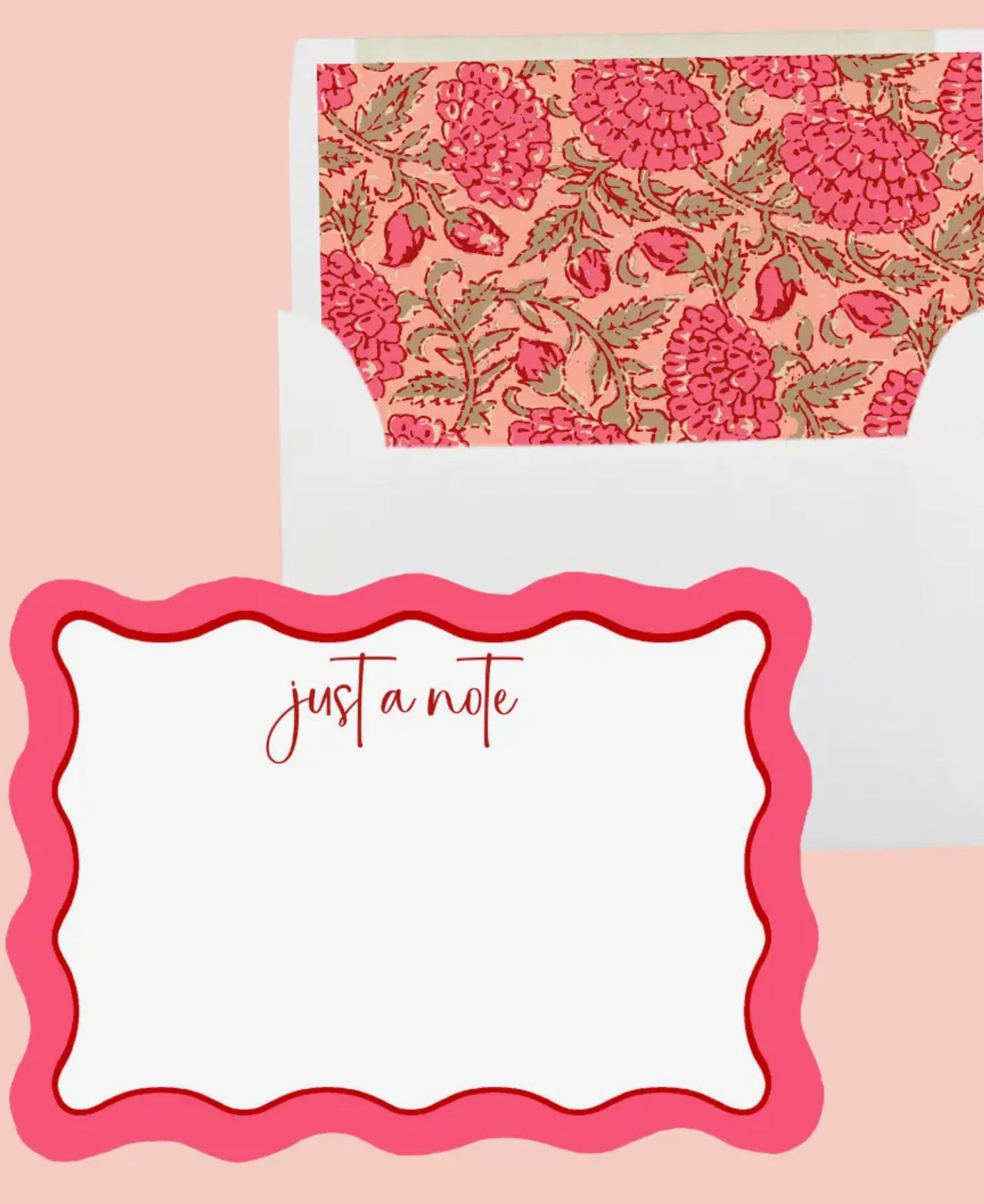 Floral Block Print Stationery Card Set
