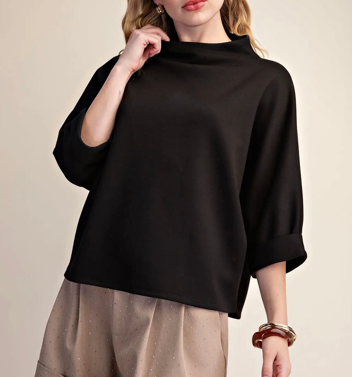Mock Neck Sweatshirt Black
