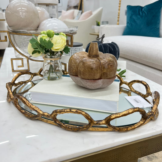 Gold Chain Mirrored Tray