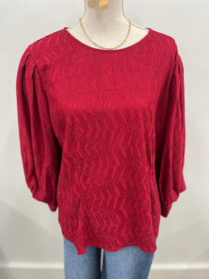 Burgundy Puff Sleeve Top