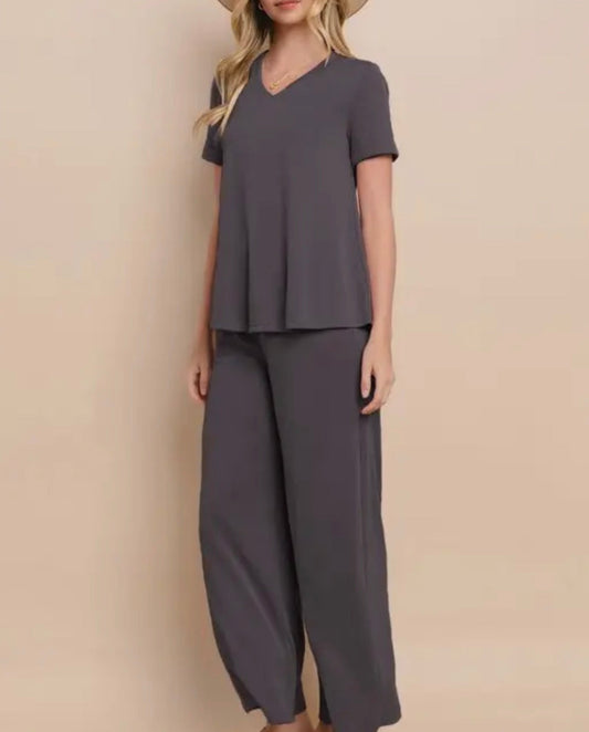 Plus Modal Charcoal Pants Set