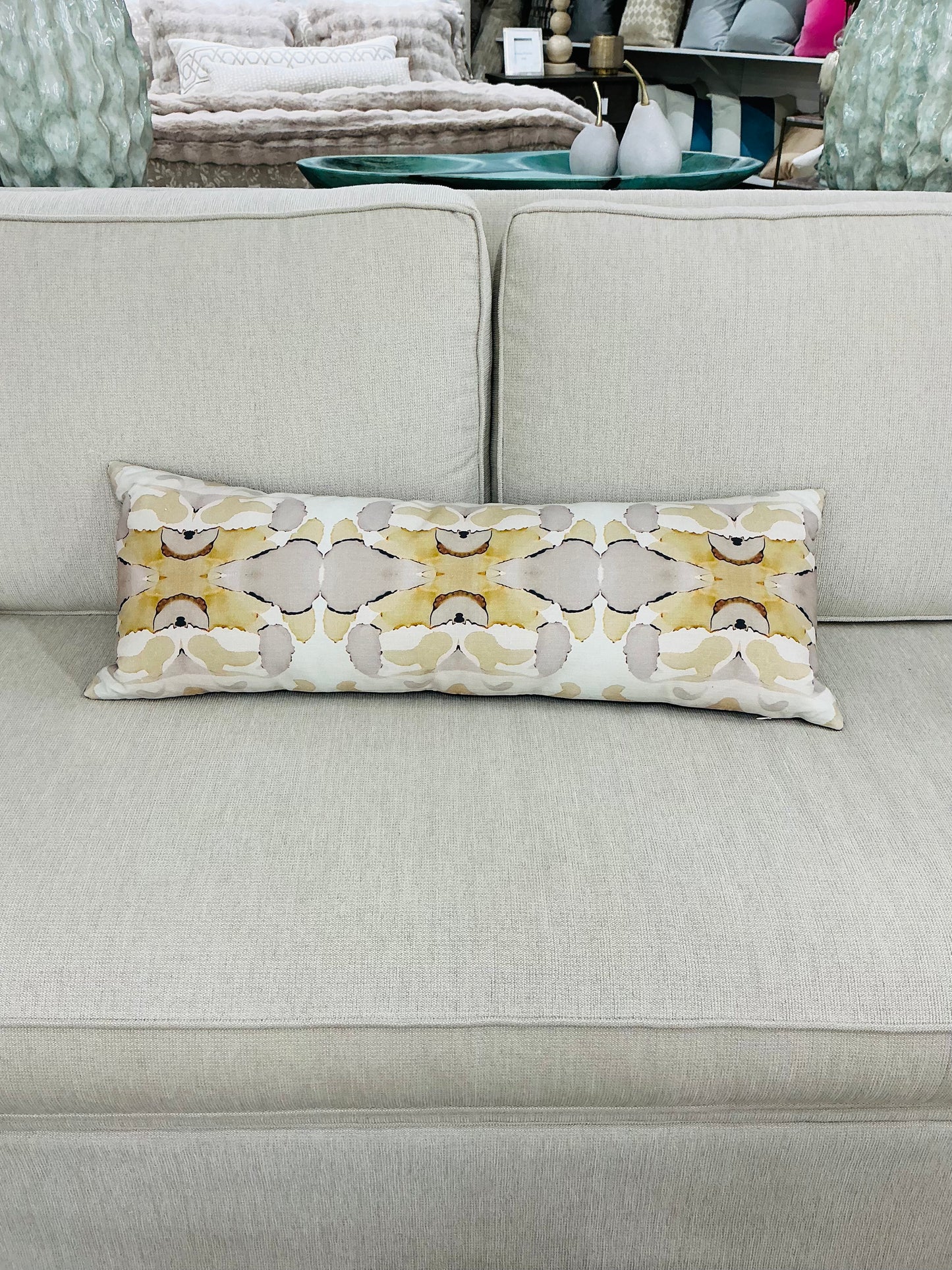 Velvet & Linen Pillow 14 x 36