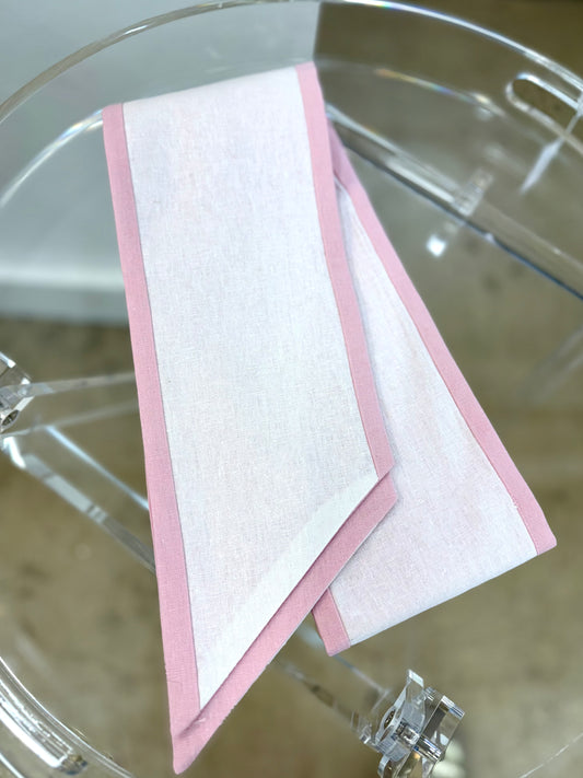 54" Linen Sash w/ Pink Border