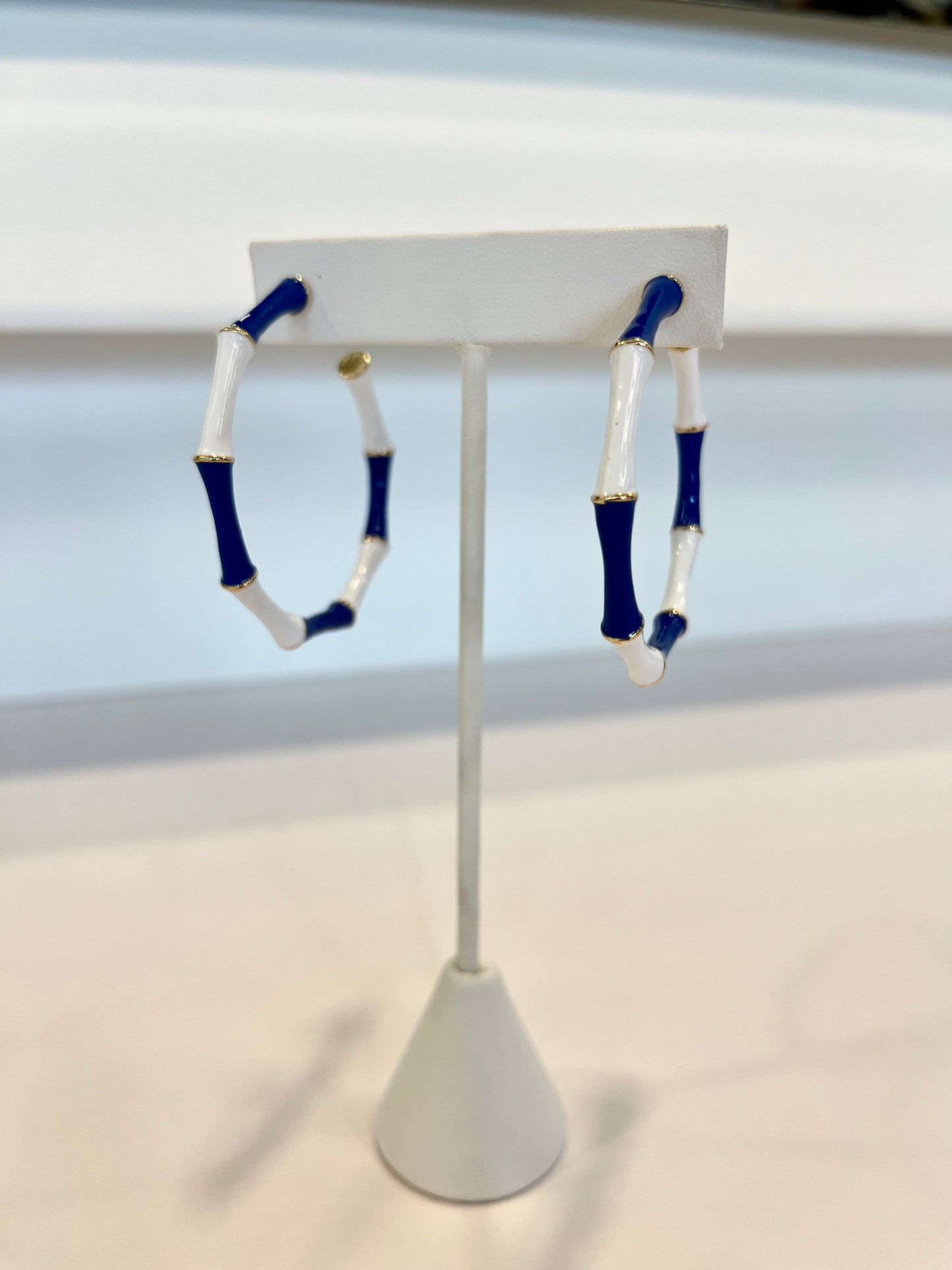 Blue & White Hoop Earrings